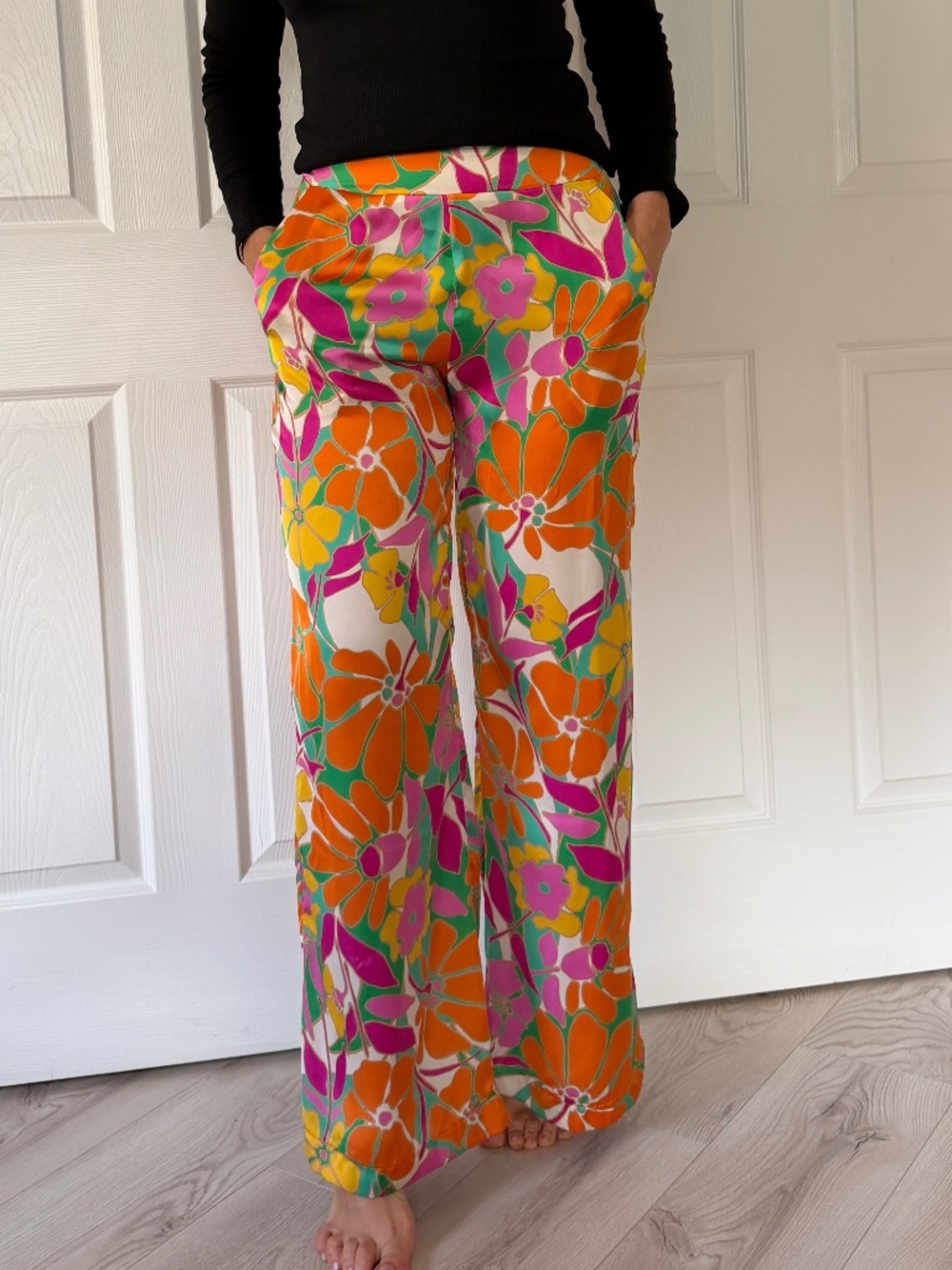 Scarlet Roos Straight Leg Pants Tropical Floral Print Sz. 2